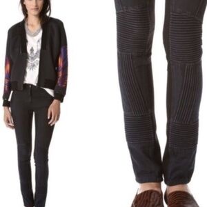 3.1 Phillip Lim Moto Panel Jeans Black Biker Riding Style Size 2